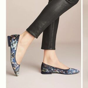 Anthropologie Elysess Velvet Floral Women's Ballet Flats size 36